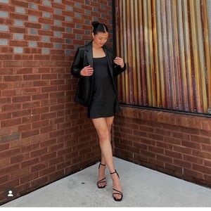 Quince 100% European Linen Tank Mini Dress Black NEW Sz Small